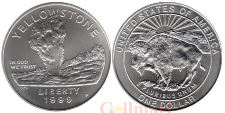  США. 1 доллар 1999 год. Йеллоустоун. 