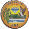  США. 25 центов 2003 год. Квотер штата Арканзас. цветное покрытие (D). 