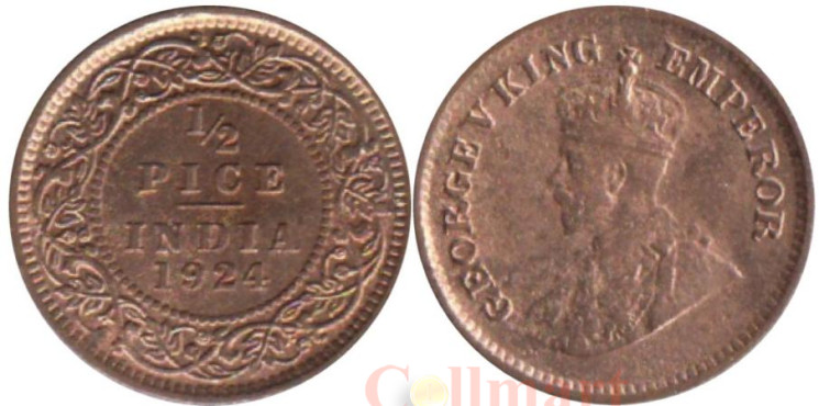  Индия (Британская). 1/2 пайса 1924 год. 