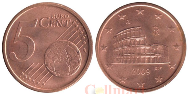  Италия. 5 евроцентов 2009 год. Колизей. 