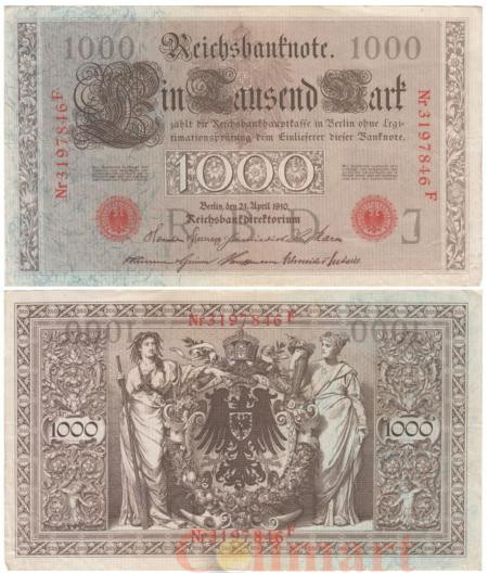 Бона. Германия. 1000 марок 1910 год. (F) 
