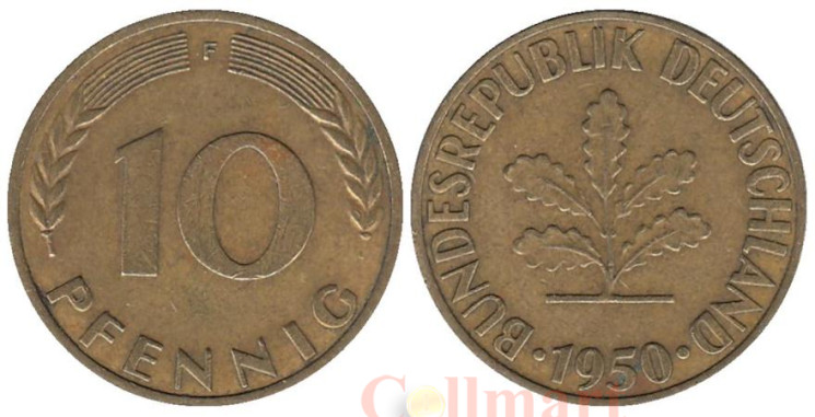  ФРГ. 10 пфеннигов 1950 год. (F) 