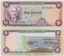 Бона. Ямайка 1 доллар 1976 год. Сэр Александр Бустаманте. (XF)