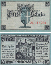 Бона. Германия. Нойс 50 пфеннигов 1919 год. Нотгельд. (VF)