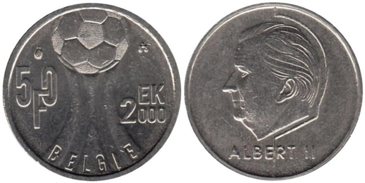  Бельгия. 50 франков 2000 год. Чемпионат Европы по футболу. BELGIE 