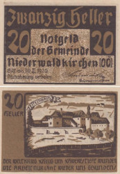 Бона. Австрия. Нидервальдкирхен 20 геллеров 1920 год. Нотгельд. (XF)