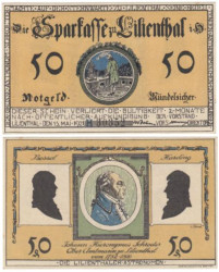 Бона. Германия. Лилиенталь 50 пфеннигов 1921 год. Портреты астрономов, литера Н. Нотгельд. (XF)