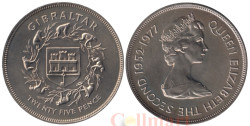 Гибралтар. 25 новых пенсов 1977 год. 25 лет правлению Королевы Елизаветы II.