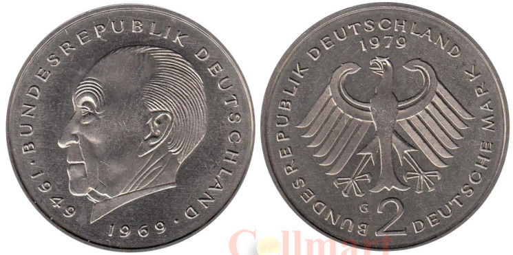  Германия (ФРГ). 2 марки 1979 год. Конрад Аденауэр. (G) 