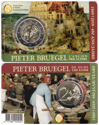 Бельгия. 2 евро 2019 год. 450 лет со дня смерти Питера Брейгеля Старшего. (в открытке c надписью на французском языке - Belgique)