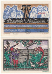 Бона. Германия. Книтлинген 75 пфеннигов 1921 год. Нотгельд. Серия: 2d. (XF-AU)