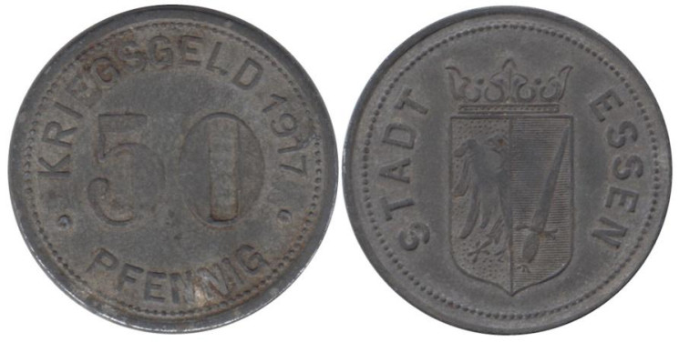  Германия. Эссен. 50 пфеннигов 1917 год. Нотгельд. 
