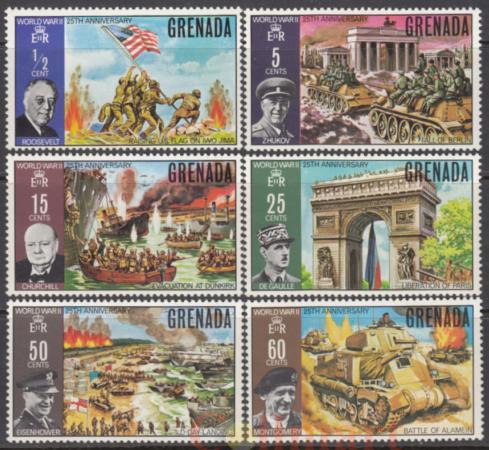  Набор марок. Гренада 1970 год. Окончание Второй мировой войны. (6 марок)  