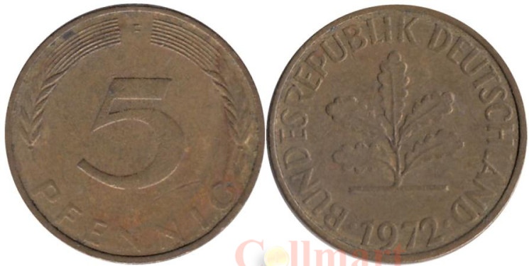 ФРГ. 5 пфеннигов 1972 год. (F) 