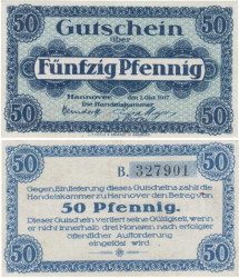 Бона. Германия. Ганновер 50 пфеннигов 1917 год. Нотгельд. (VF)