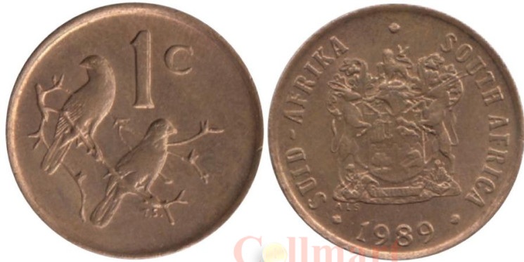  ЮАР. 1 цент 1989 год. Капские воробьи. 