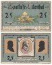  Бона. Германия. Лилиенталь 25 пфеннигов 1921 год. Портреты  астрономов, литера Н. Нотгельд. (XF) 