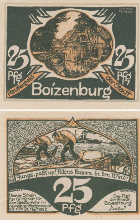  Бона. Германия. Бойценбург 25 пфеннигов 1922 год. Нотгельд. (XF) 