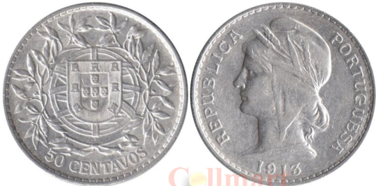  Португалия. 50 сентаво 1913 год. Свобода. 
