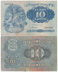 Бона. Эстония 10 крон 1928 год. Крестьянка. (F-VF)