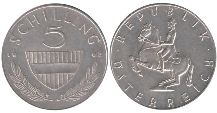  Австрия. 5 шиллингов 1962 год. 