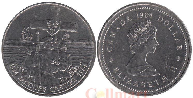  Канада. 1 доллар 1984 год. 450 лет с момента открытия Гаспе. 