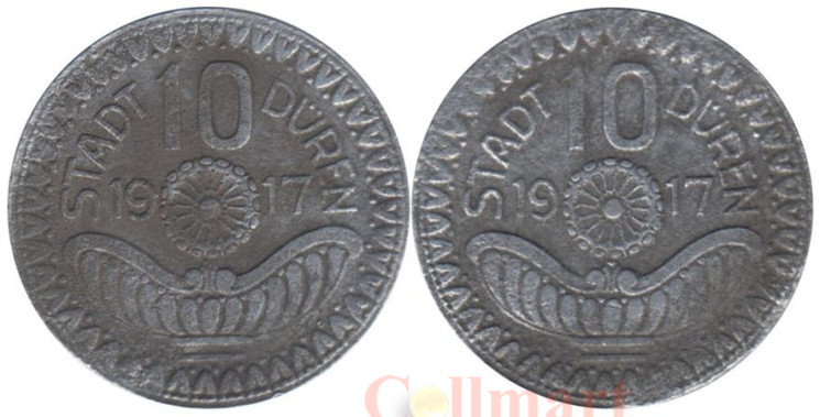  Германия. Дюрен. 10 пфеннигов 1917 год. Нотгельд. 