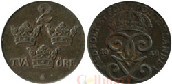 Швеция. 2 эре 1948 год. Три короны.