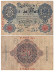Бона. Германская империя 20 марок 1910 год. (VG-F)