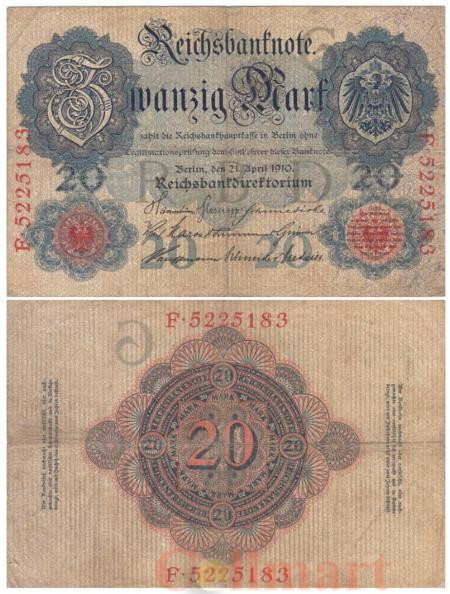  Бона. Германия. 20 марок 1910 год. (VG-F) 