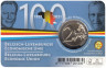  Бельгия. 2 евро 2021 год. 100 лет Бельгийско-Люксембургскому экономическому союзу. (в открытке c надписью на французском языке - Belgique) 