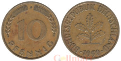 Германия (ФРГ). 10 пфеннигов 1950 год. Дубовые листья. (J)