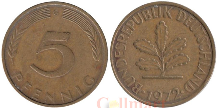  ФРГ. 5 пфеннигов 1972 год. (G) 