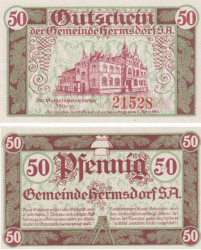 Бона. Германия. Хермсдорф 50 пфеннигов 1919 год. Нотгельд. (XF)