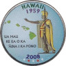  США. 25 центов 2008 год. Квотер штата Гавайи. цветное покрытие (P). 