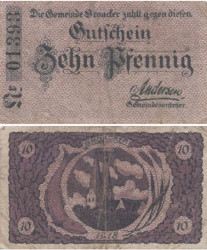 Бона. Германия / Дания. Броакер 10 пфеннигов без года. Нотгельд. (F)