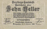  Бона. Австрия. Брегенц 10 геллеров 1919 год. Нотгельд. (XF) 