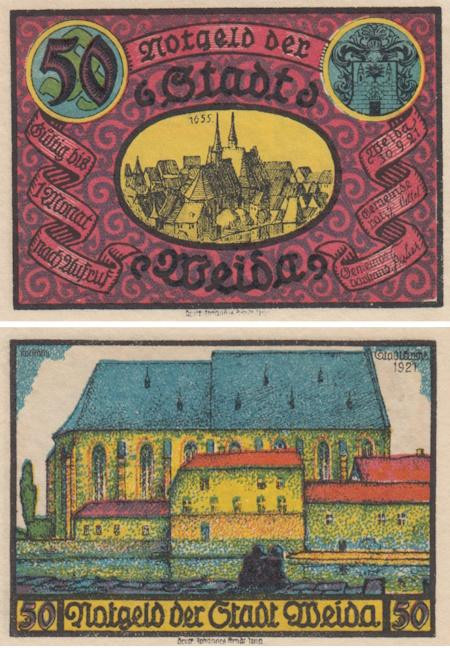  Бона. Германия. Вайда 50 пфеннигов 1921 год (вариант 2). Нотгельд. (XF) 