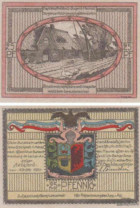  Бона. Германия. Штедезанд 25 пфеннигов 1920 год. Нотгельд. (XF) 