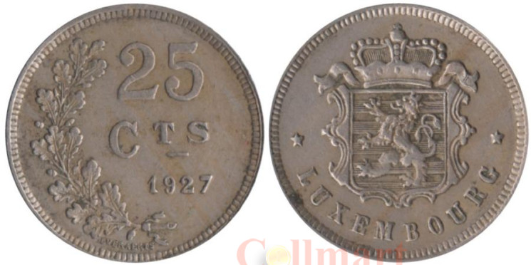  Люксембург. 25 сантимов 1927 год. 