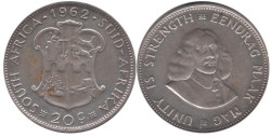 ЮАР. 20 центов 1962 год. Ян ван Рибек. (SUID-AFRIKA)