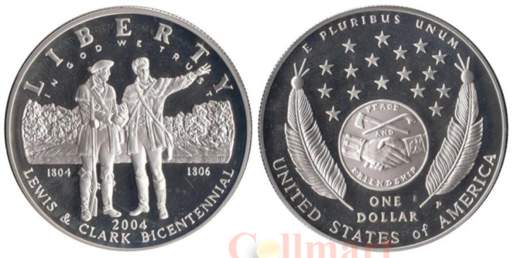  США. 1 доллар 2004 год. 200 лет экспедиции Льюиса и Кларка. (Proof) 