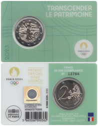 Франция. 2 евро 2023 год. XXXIII летние Олимпийские игры, Париж 2024. (в зеленой открытке)