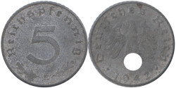 Германия - Третий рейх. 5 рейхспфеннигов 1942 год. (E)