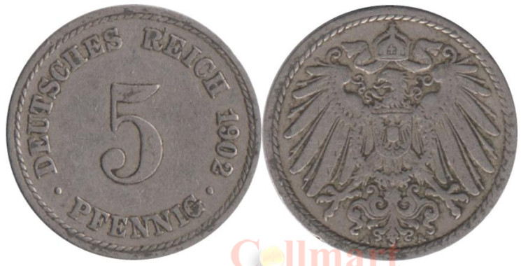  Германская империя. 5 пфеннигов 1902 год. (A) 