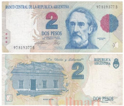 Бона. Аргентина 2 конвертируемых песо 1992-1997 год. Бартоломе Митре. (F)