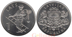 Латвия. 1 лат 2008 год. Трубочист.