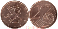 Финляндия. 2 евроцента 2005 год. Геральдический лев.