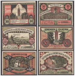 Набор банкнот. Германия. Кверн 50 пфеннигов 1921 год. Нотгельды, 3 штуки. (XF)
