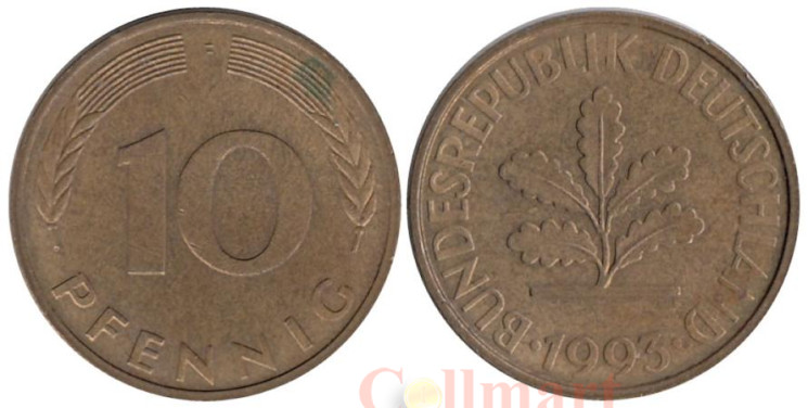  ФРГ. 10 пфеннигов 1993 год. (F) 